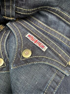 Hudson Jeans Dark Blue Flare/Wide Leg with Yellow Contrast Stitching